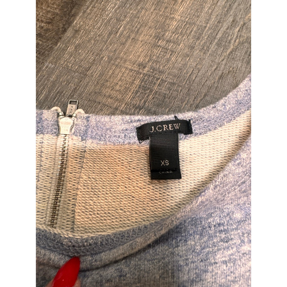 Women's J.Crew Light Blue Sweatshirt XS‎ with Cream Zipper - Picture 2 of 3